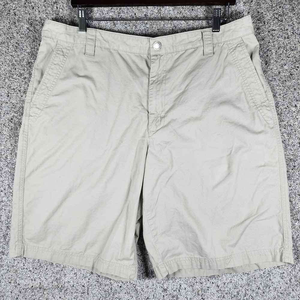 Columbia Cargo Shorts Mens 38 Khaki Tan 100% Cotton 11 Inch Inseam Excellent